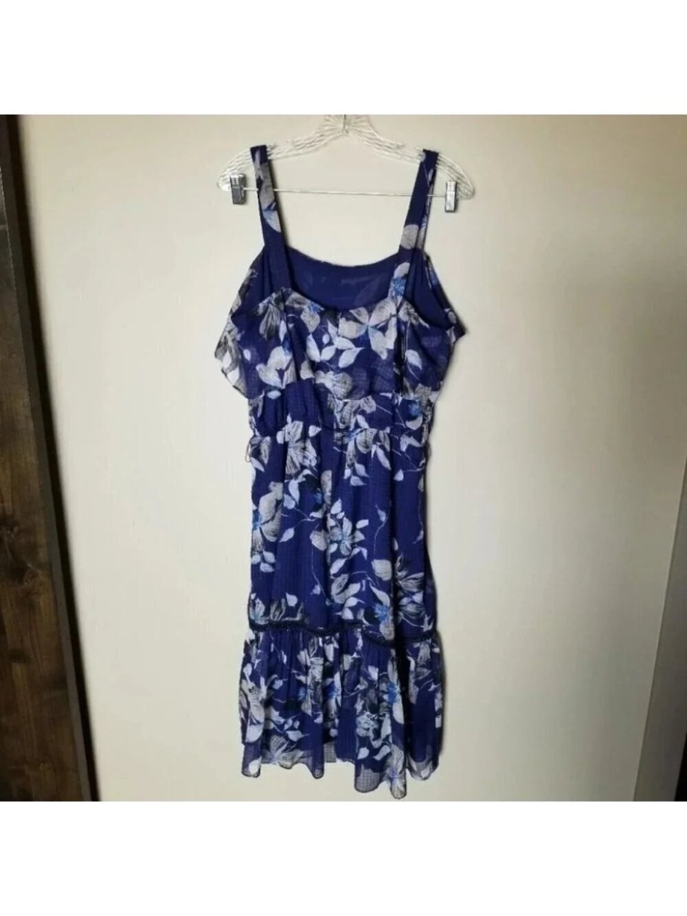 Eliza J Blue Floral Ruffle Midi Dress 14 - Picture 9 of 15